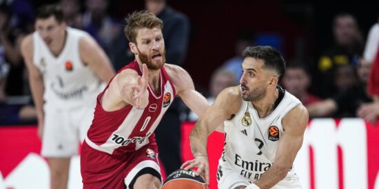 Un instante del Olympiakos frente al Real Madrid.