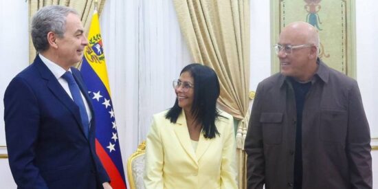 Jos&eacute; Luis Rodr&iacute;guez Zapatero, Delcy Rodr&iacute;guez, Jorge Rodr&iacute;guez