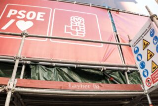 Fachada de la sede nacional del PSOE en Ferraz