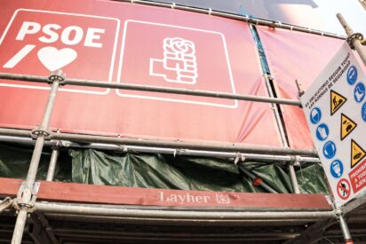 Fachada de la sede nacional del PSOE en Ferraz