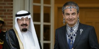 El Rey Abdal&aacute; con el socialista Zapatero, en redes sociales