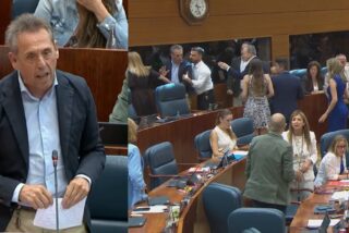 El diputado socialista Fernando Fern&aacute;ndez Lara y el momento en el que trata de tener m&aacute;s que palabras con un parlamentario del PP.