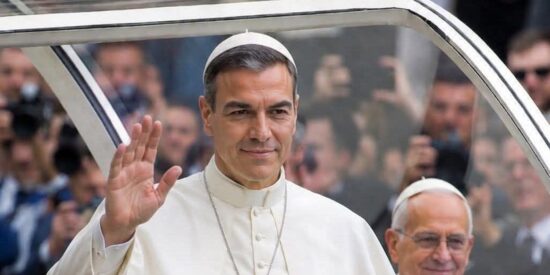 Meme de S&aacute;nchez y el Papa Le&oacute;n XIV