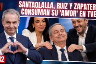 El tr&iacute;o Santaolalla, Ruiz y Zapatero consuma su 'amor' con un esperp&eacute;ntico masaje en TVE