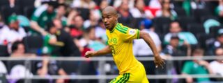 Jayden Adams, de Sudáfrica, en acción durante la Copa Mundial de la FIFA 2026