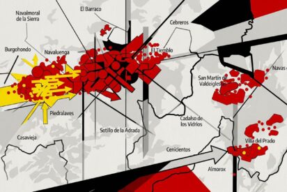 Mapa del incendio de Burgohondo. 