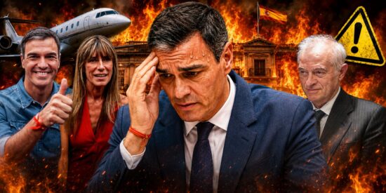 Pedro S&aacute;nchez, Bego&ntilde;a G&oacute;mez y Juan Carlos Peinado - imagen generada con IA
