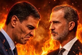 Pedro S&aacute;nchez y Felipe VI - Imagen generada con IA