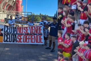 Son Moix apoy&oacute; la causa ceut&iacute; dentro y fuera del estadio.