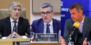 Fernando Grande-Marlaska, F&eacute;lix Bola&ntilde;os y Pedro S&aacute;nchez.