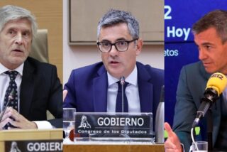 Fernando Grande-Marlaska, F&eacute;lix Bola&ntilde;os y Pedro S&aacute;nchez.