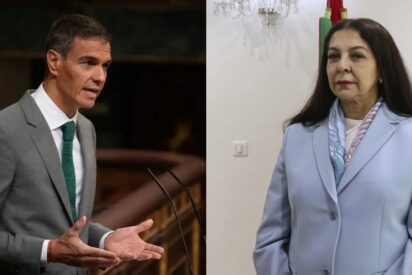 Pedro S&aacute;nchez y la embajadora de Marruecos Karima Benyaich.