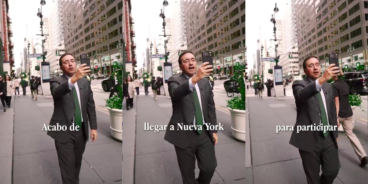 ¡Qué ridículo! El insustancial Albares se pone hacer el ‘tiktoker’ en pleno centro de Nueva York