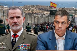 El Rey Felipe VI y el socialista S&aacute;nchez, con Ceuta de tel&oacute;n de fondo.