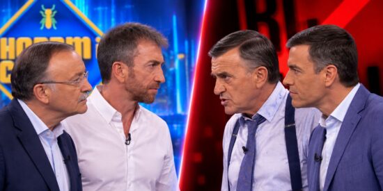 Juan Jes&uacute;s Vivas y Pablo Motos VS El Gran Wyoming y Pedro S&aacute;nchez - Imagen generada con IA