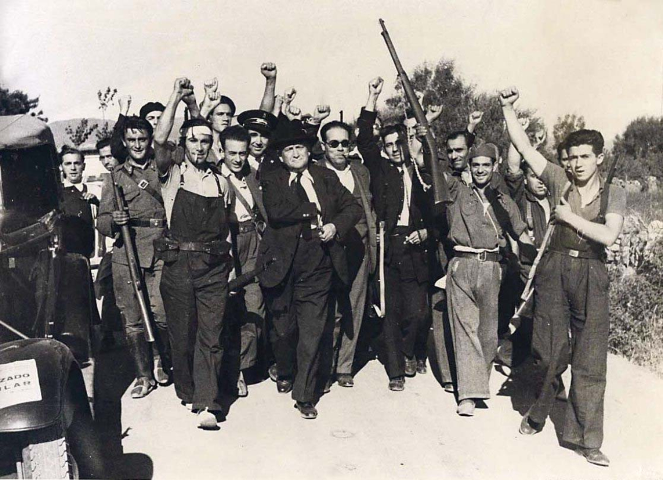 Largo Caballero con milicianos rojos en 1936, Guerra Civil