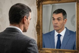 El tramposo S&aacute;nchez ante el espejo.