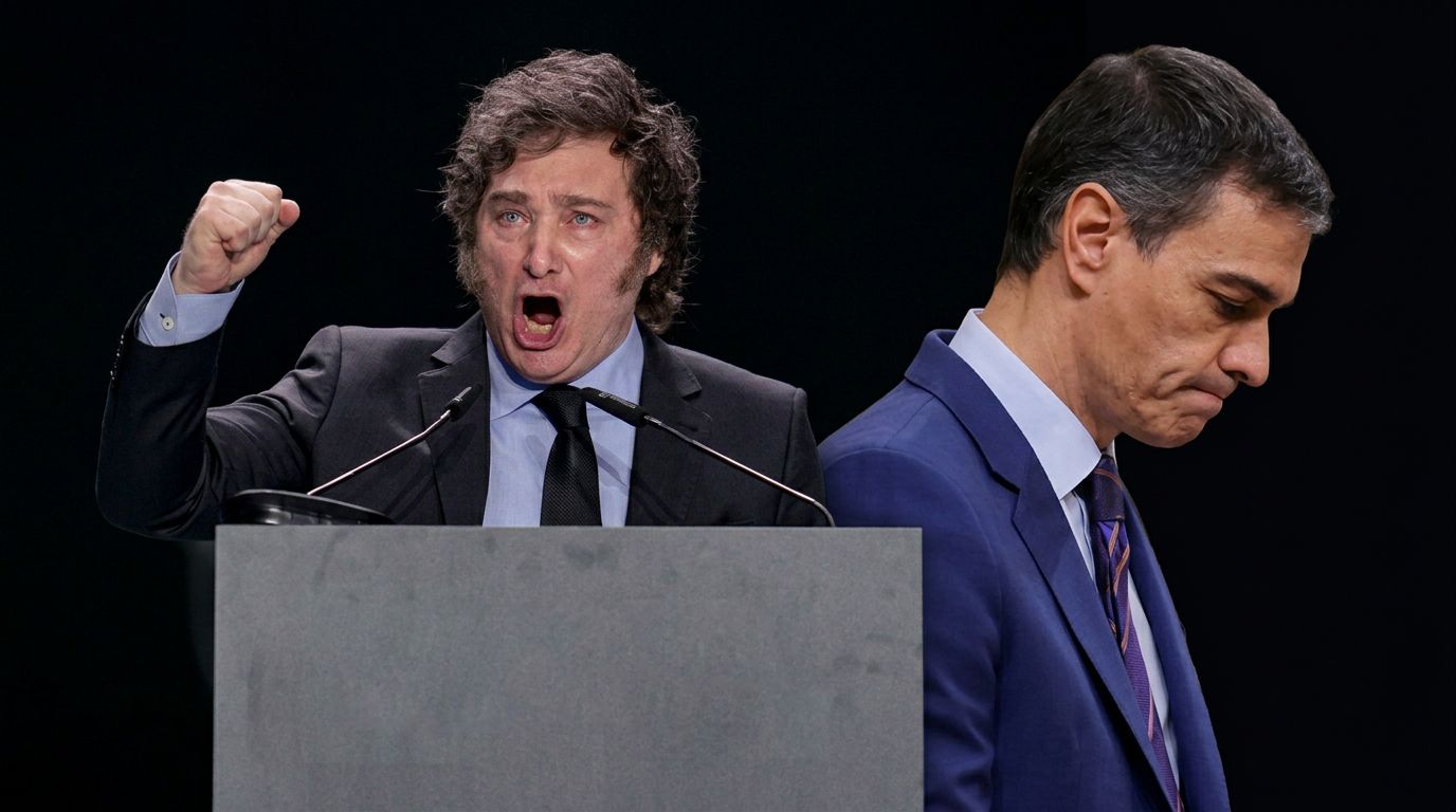 Milei etiqueta como «impresentable dictador» al socialista Sánchez y desea que los españoles lo echen «a patadas»